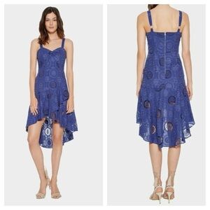 PARKER DONNA EMBROIDERED EYELET SWEETHEART HI-LOW DRESS ECLIPSE size 10